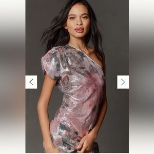 Porridge One-Shoulder Floral Sequin Maxi Dress